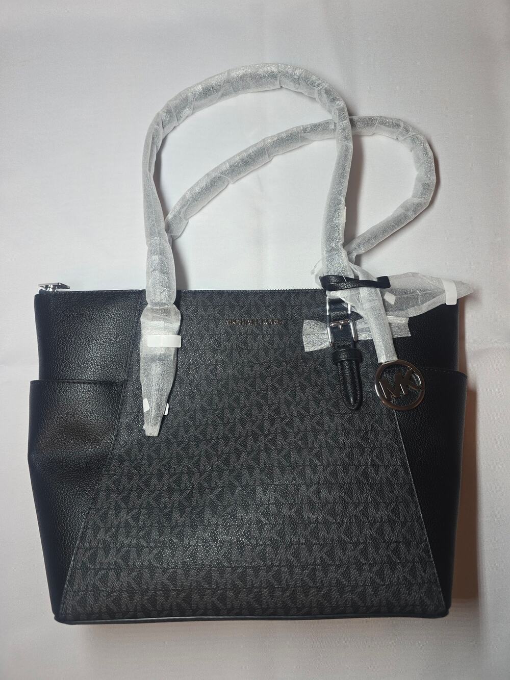 Michael Kors Charlotte Large Logo Top-Zip Tote Bag Black